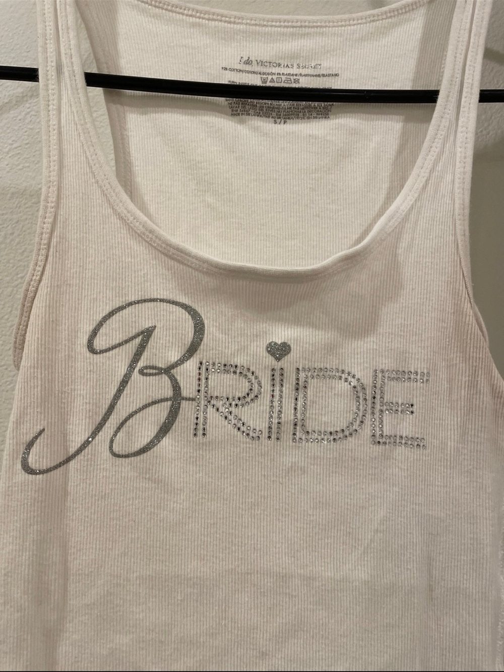 Victoria's Secret Y2K Bride Bridal White Ribbed Tank Top with Subtle Logo